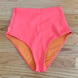 Left On Friday High-Waisted Bikini Bottom - Coral and Peach